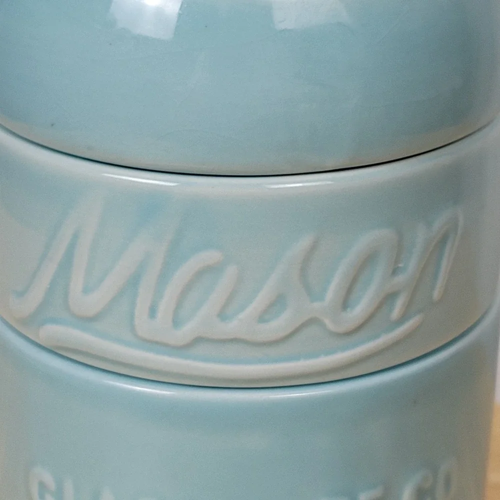 Mason Jar Measuring Cups Blue Stacking Nesting Kitchen Rustic Country Farmhouse
